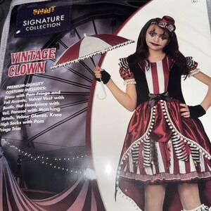 Vintage Clown Costume Child Size XL 14-16 Scary